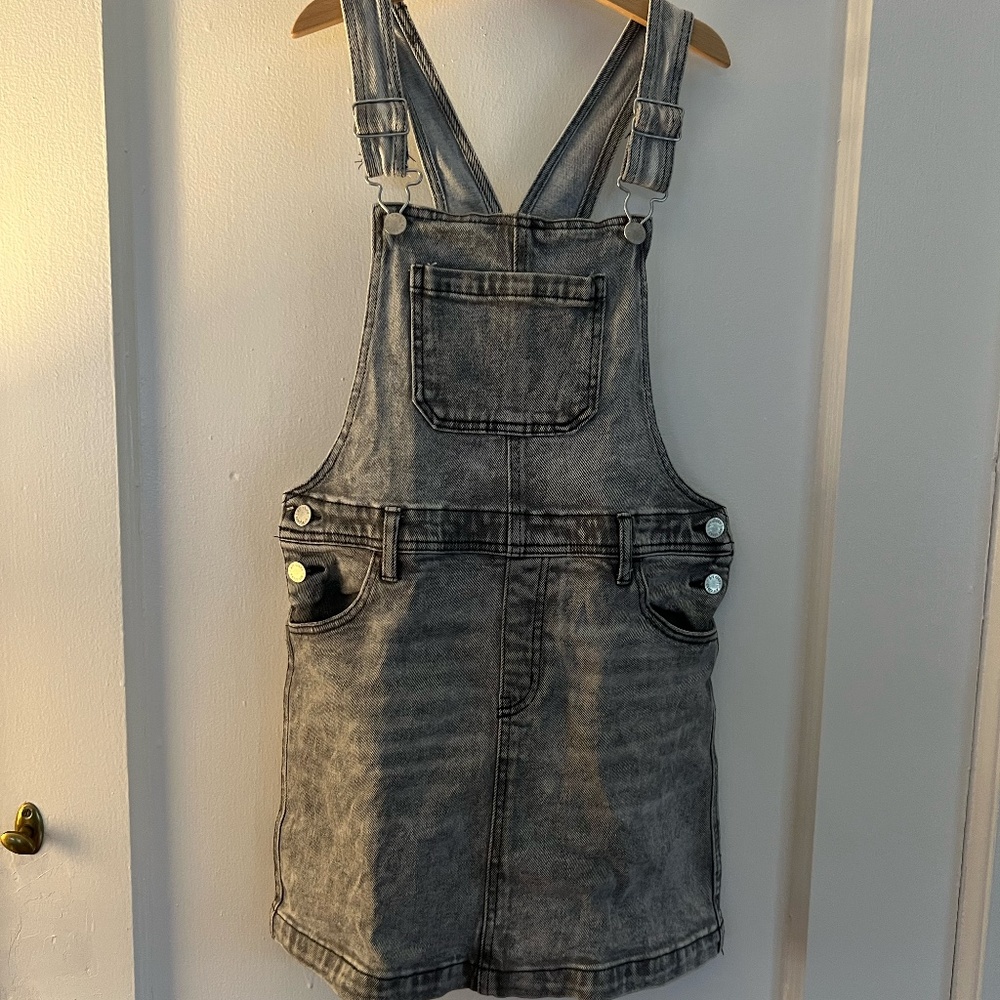 Grey Acid Wash overalls (skirt). Size large (10/12)